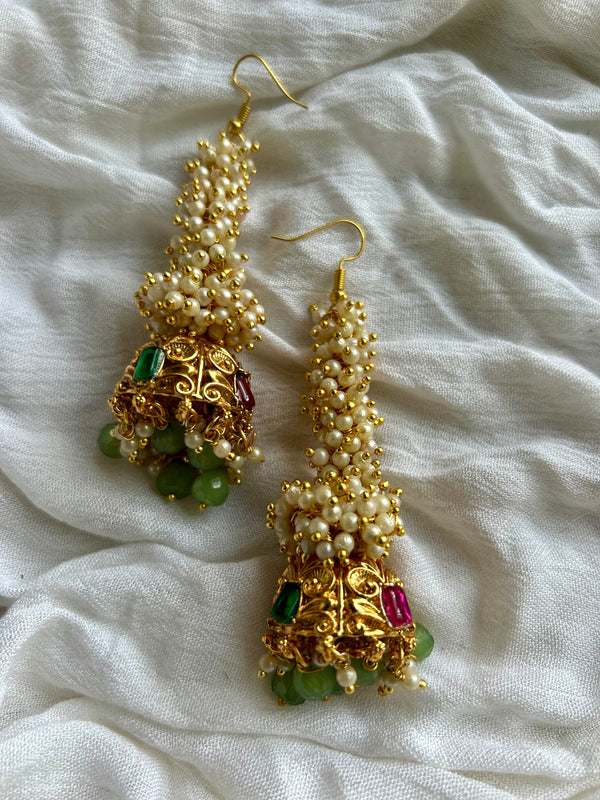 Traditional Pearl hanging Jhumkas