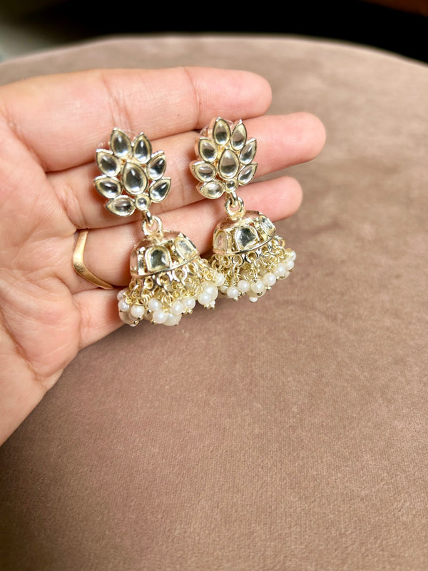 Kundan & Pearl Jhumka