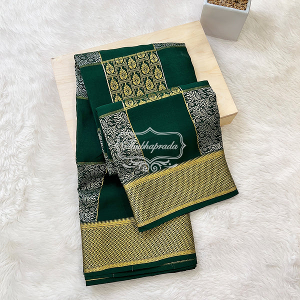 Pure Mysore Crepe Silk Brocade Saree