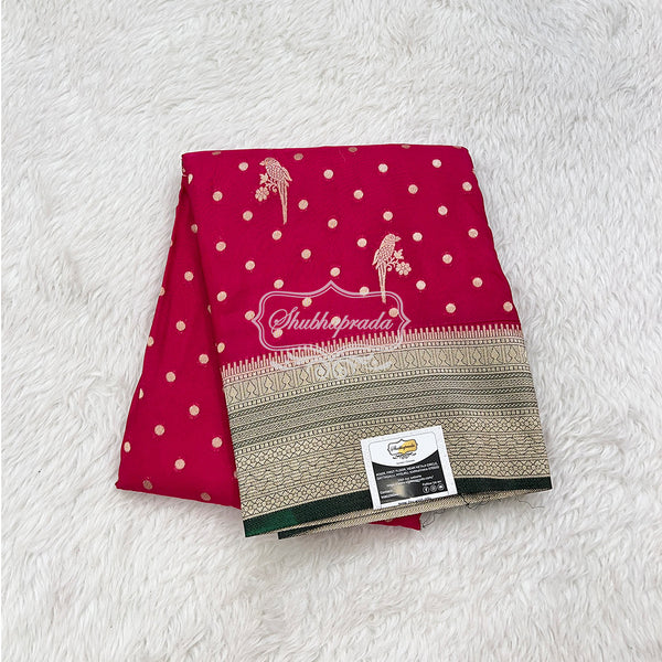 Banarasi Georgette Saree with Golden Weave Butta and Parrot