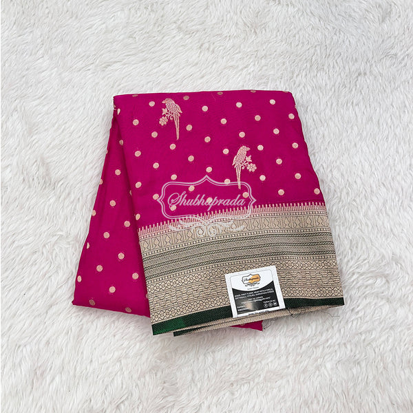 Banarasi Georgette Saree with Golden Weave Butta and Parrot