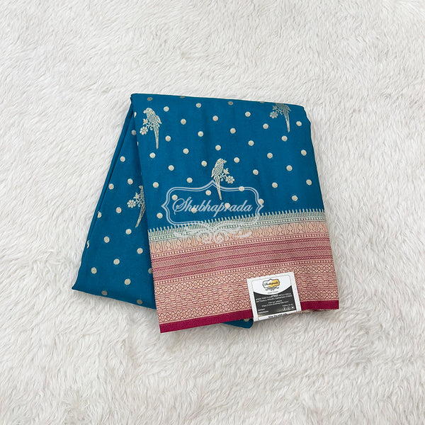 Banarasi Georgette Saree with Golden Weave Butta and Parrot