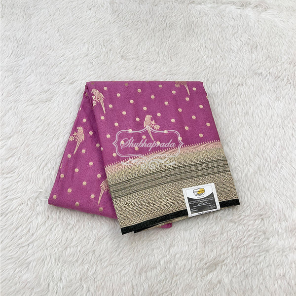 Banarasi Georgette Saree with Golden Weave Butta and Parrot