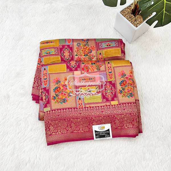 Satin Crepe Pashmina Weaving Saree