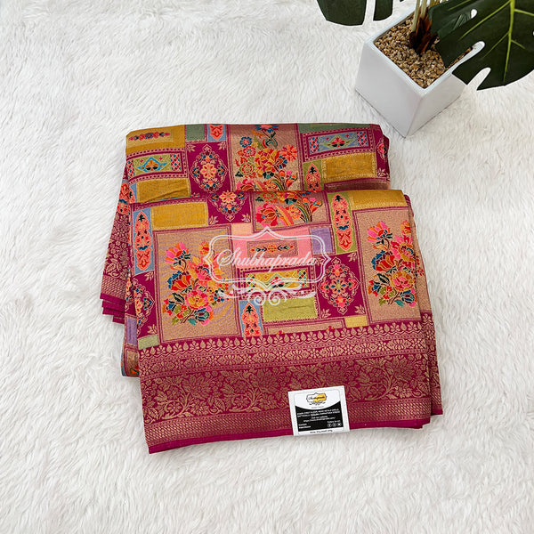 Satin Crepe Pashmina Weaving Saree