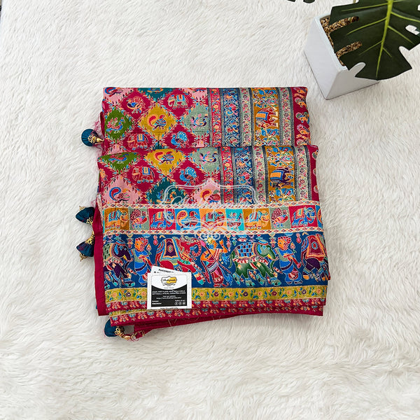 Satin Crepe Pashmina Weaving Saree