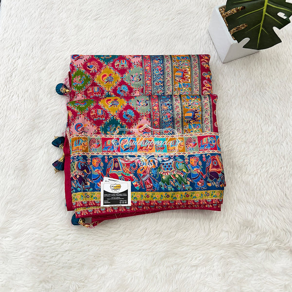 Satin Crepe Pashmina Weaving Saree