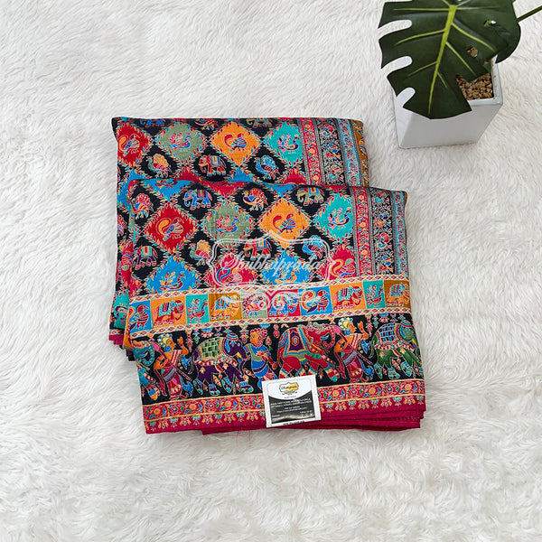 Satin Crepe Pashmina Weaving Saree
