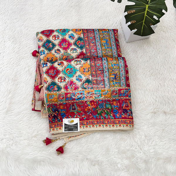 Satin Crepe Pashmina Weaving Saree