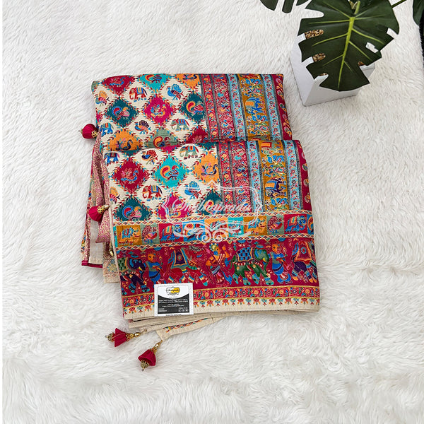 Satin Crepe Pashmina Weaving Saree