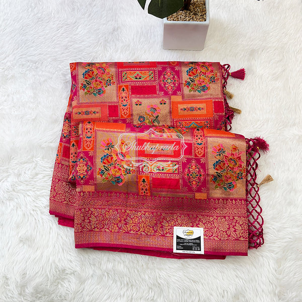 Satin Crepe Pashmina Weaving Saree
