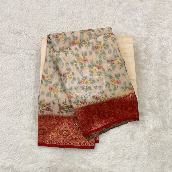 Premium Georgette Saree with Meenakari Print