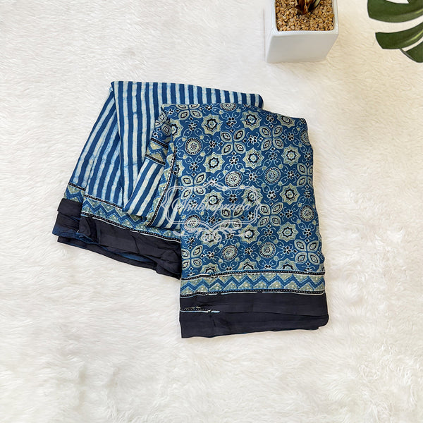 Handloom Pure Ajrakh Geometric Print Modal Silk Saree