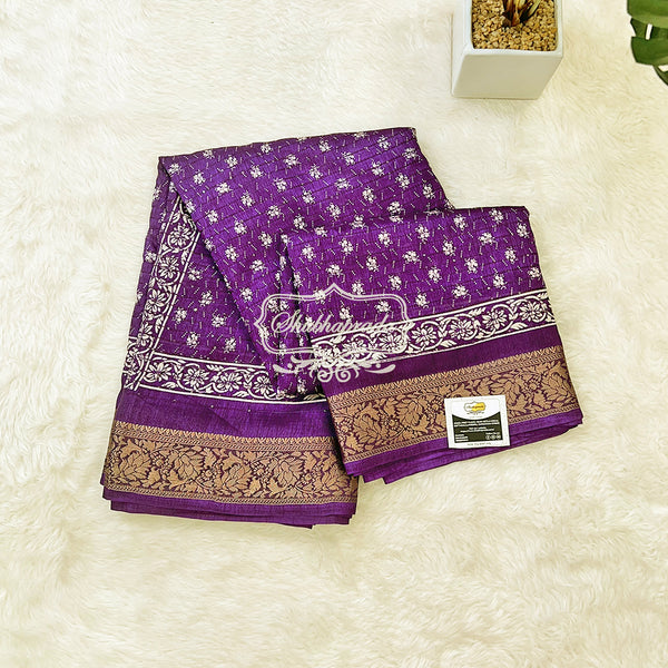 Floral Print Dola Silk Saree