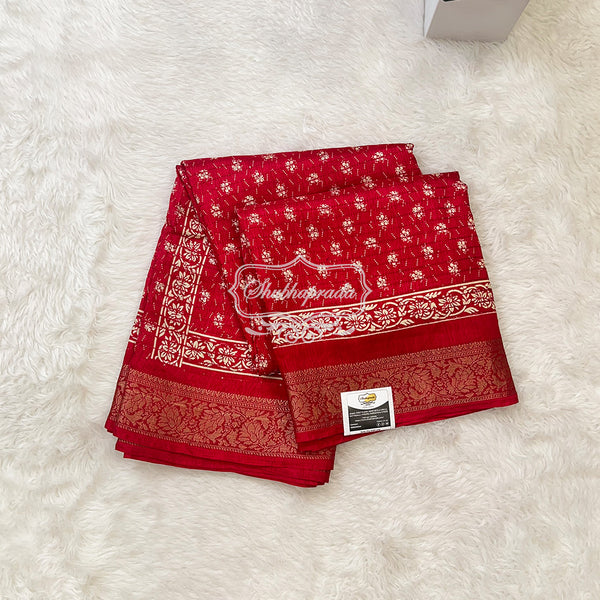 Floral Print Dola Silk Saree