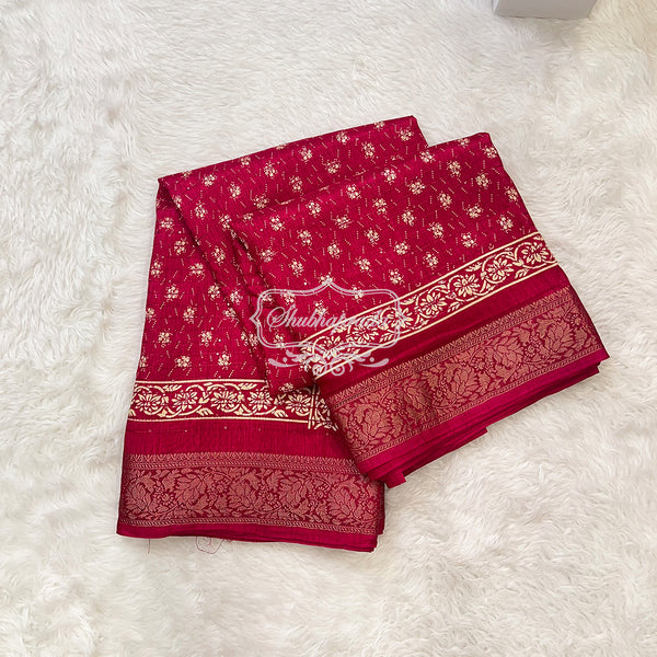 Floral Print Dola Silk Saree