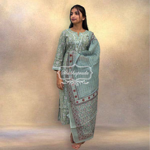 Floral Print Muslin Suit Set