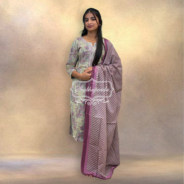 Floral Print Muslin Suit Set