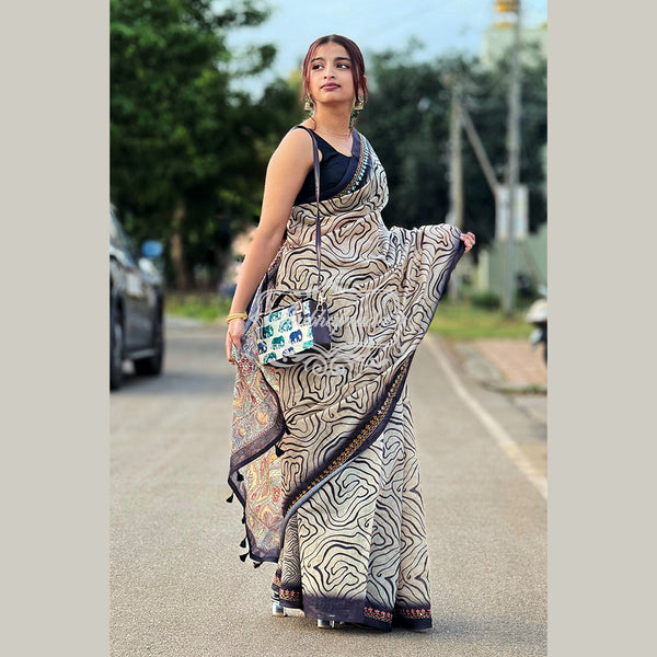 Premium Chanderi Silk Cotton with Intricate Thread and Sequins Work