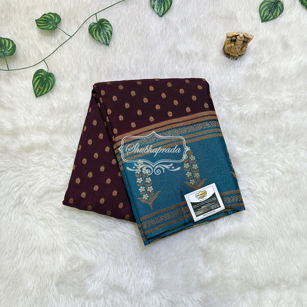 Wine Rich Buti Premium Khaddi Georgette Banarasi Saree