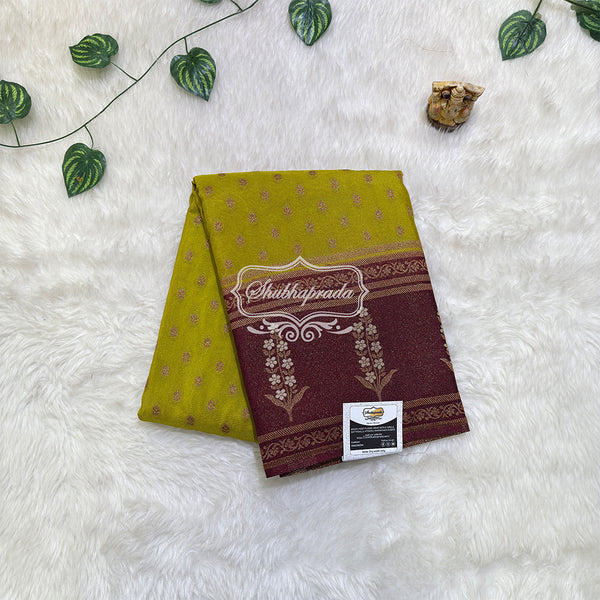 Olive Green Rich Buti Premium Khaddi Georgette Banarasi Saree