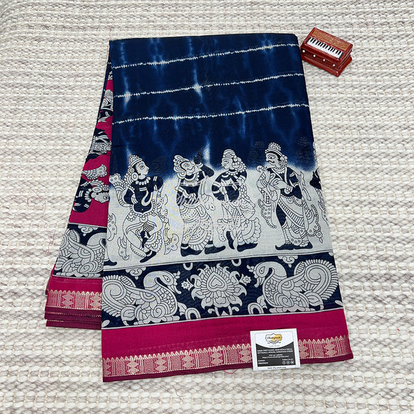 Beautiful Shibori & Kalamkari Print Swiss Cotton Saree
