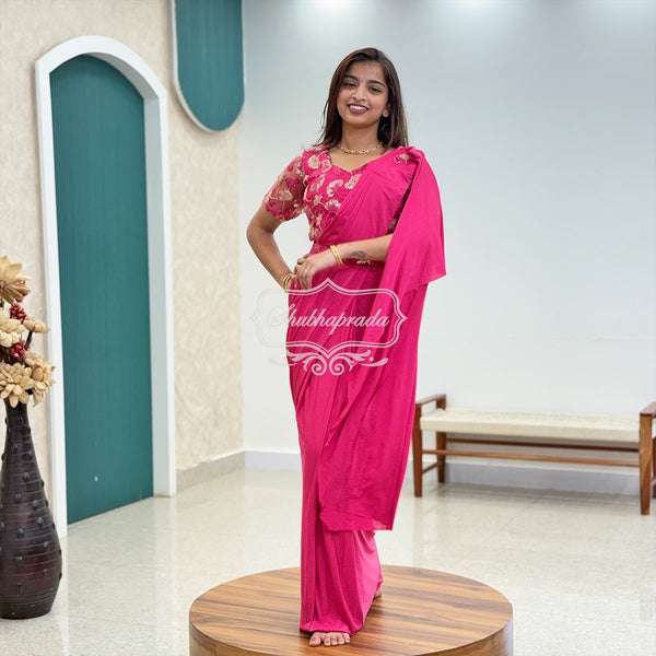 One Minute Ready to Wear Satin Blend Saree