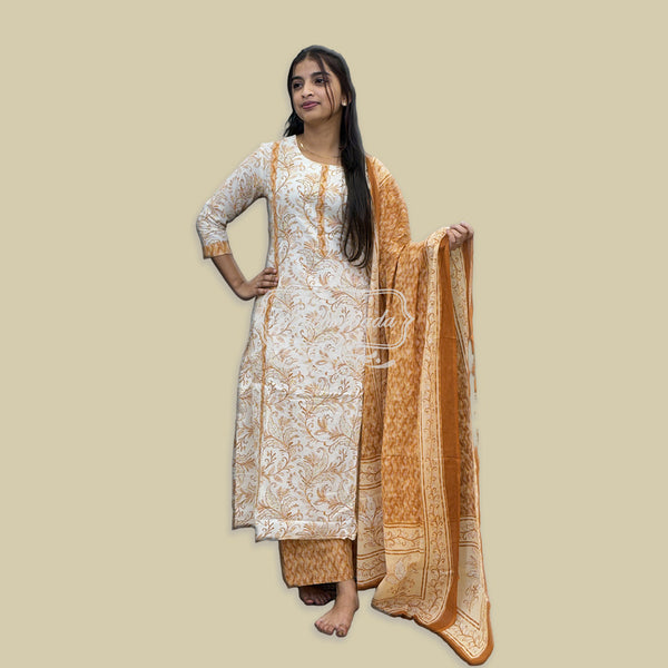 Stylish Floral Print Cotton Suit Set