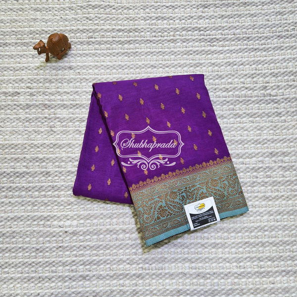 Purple Premium Khaddi Georgette Buti Banarasi Saree